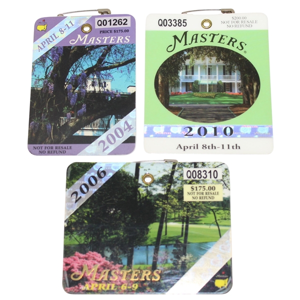 2004, 2006, 2010 Masters Badges - Phil Mickelson Wins