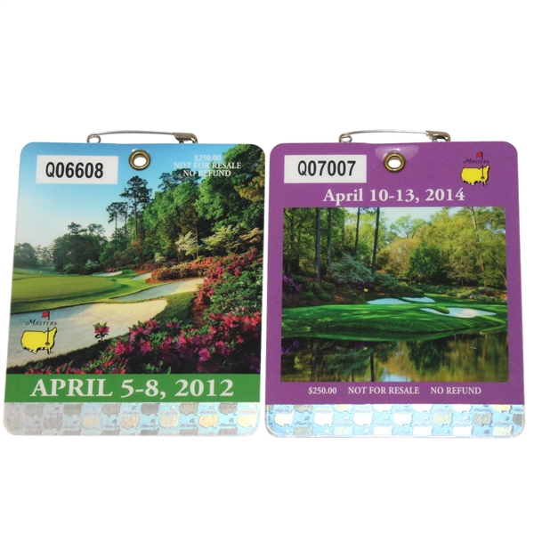 2012 & 2014 Masters Badges - Bubba Watson Winner
