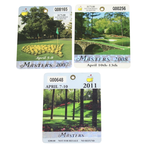 2007, 2008, & 2011 Masters Badges - Johnson, Immelman, & Schwartzel Winners