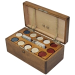 Classic Full Set of Clay Golfer Themed Poker Chips with 2 Decks in Wood Box