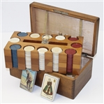 Classic Full Set of Clay Golfer Themed Poker Chips with 2 Decks in Wood Box