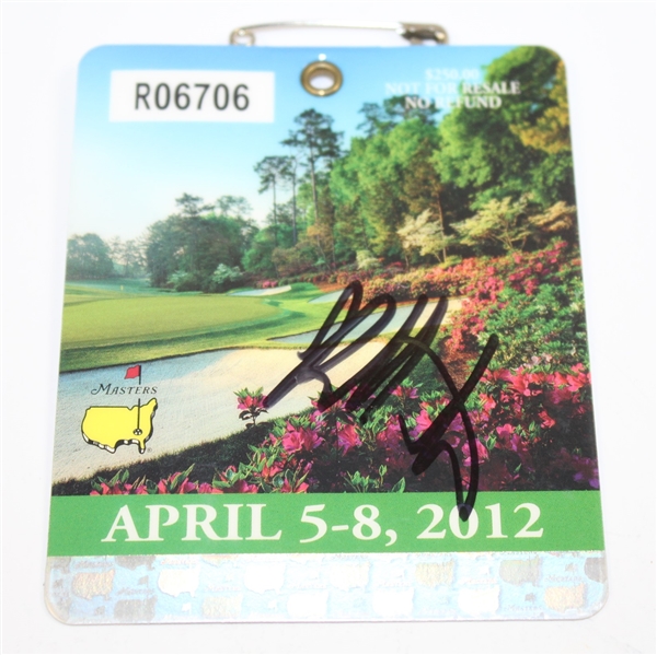 Bubba Watson Signed 2012 Masters Badge JSA ALOA