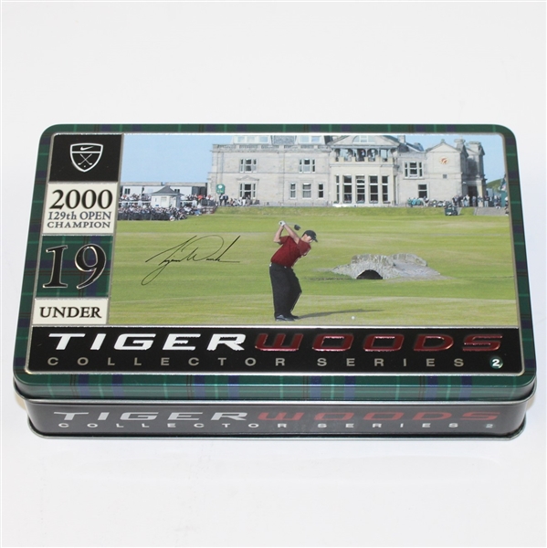 2000 Tiger Woods Nike Commemorative Open Champion Dozen Ball Tin Box Set