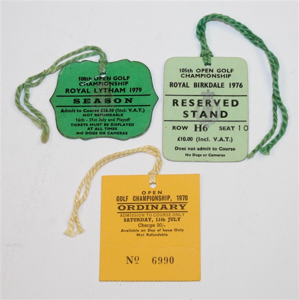 1970, 1976, & 1979 Open Championship Tickets