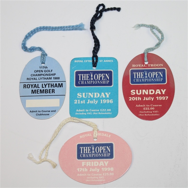 1988, 1996, 1997, & 1998 Open Championship Tickets