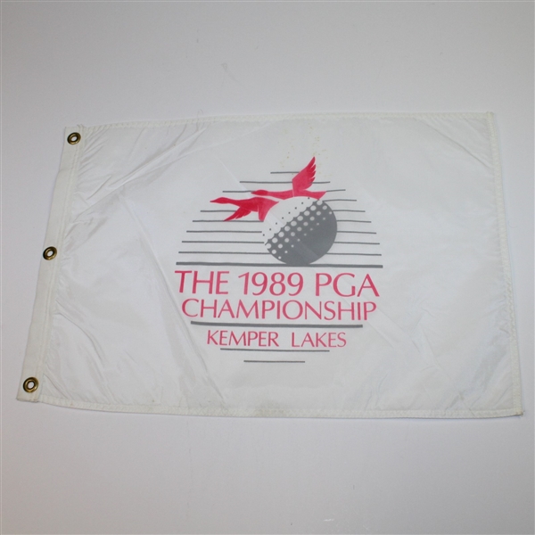 1989 PGA Championship at Kemper Lakes White Flag-From Estate of PGA Pro-Payne Stewart Champ