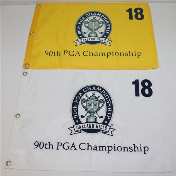 Lot of Two 2008 PGA Championship at Oakland Hills Flags - Embroidered & Screen