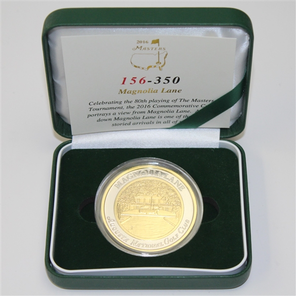2016 Masters Tournament Ltd Ed Commemorative Coin #156/300 Magnolia Lane
