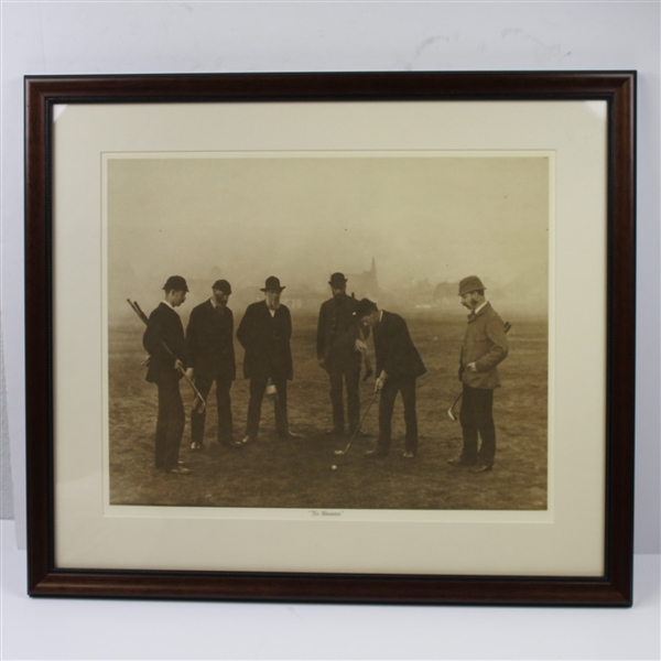19th Century Photogravure of Golfing Scene Titled "No Gimmies" - Possible St. Andrews Backdrop-Framed to 27 1/2 x24