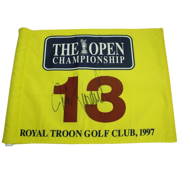 Winner Justin Leonard Signed 1997 Royal Troon Course Flown Flag - 13th Hole- Large Auto JSA ALOA