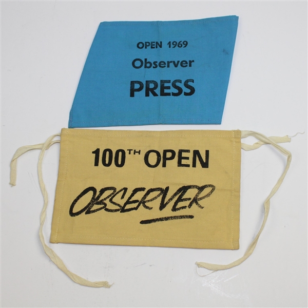 1967 & 1969 Open Championship PRESS/OBSERVER Arm Bands - DeVicenzo & Jacklin Wins