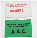 1982 & 1983 Open Championship Arm Bands - Tom Watsons Last Two Open Wins