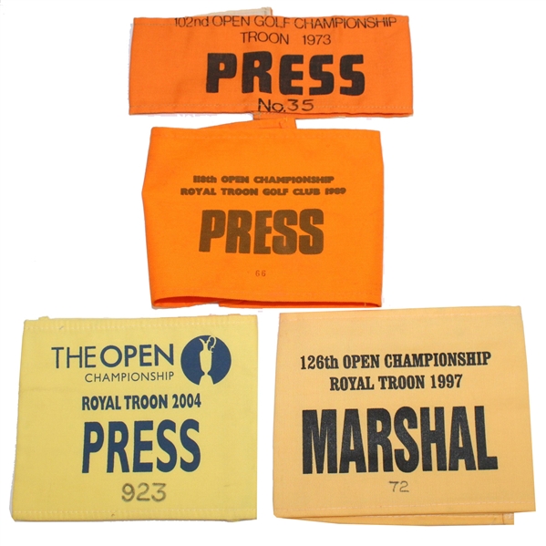 1973, 1989, 1997, & 2004 Open Championship Arm Bands - All American Victories