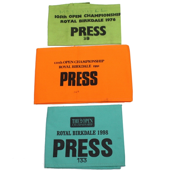 1976, 1991, & 1998 Open Championship Arm Bands - All Royal Birkdale Hostings
