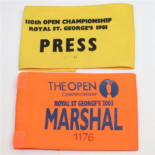 1981 & 2003 Open Championship Arm Bands - Royal St. Georges Opens - Curtis & Rogers