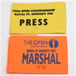1981 & 2003 Open Championship Arm Bands - Royal St. Georges Opens - Curtis & Rogers