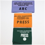 1985, 1986, & 1994 Open Championship Arm Bands - Three Hall of Fame Winners