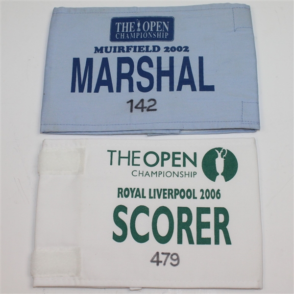 2002 & 2006 Open Championship Arm Bands - Tiger Woods Epic Win & Ernie Els at Muirfield