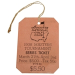 1938 Masters Tournament Series Ticket - From Members Family See Also Lots 5,6 & 8