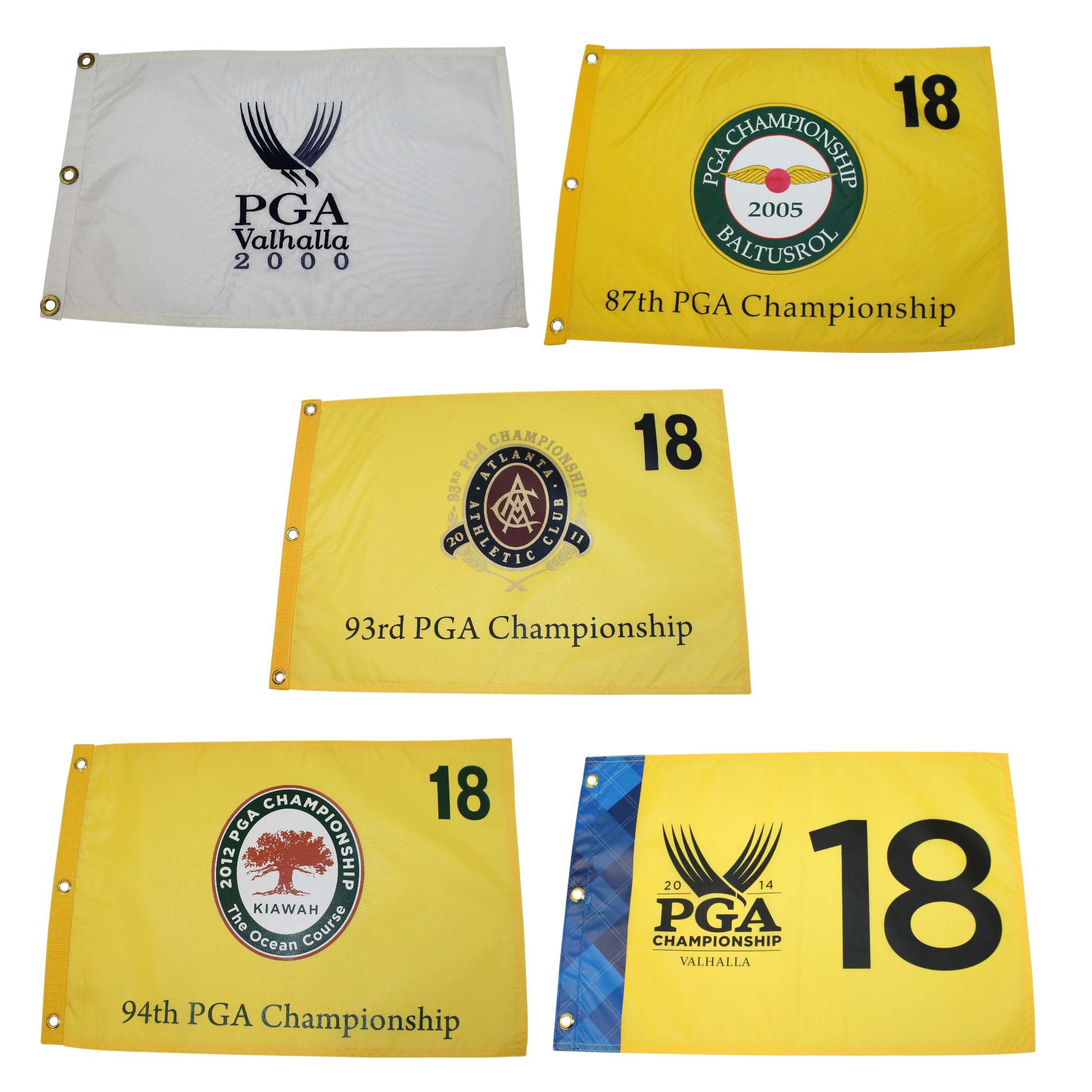 Lot Detail Lot of 5 PGA Championship Flags 2000, 2005, 2011, 2012