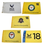 Lot of 5 PGA Championship Flags - 2000, 2005, 2011, 2012, & 2014