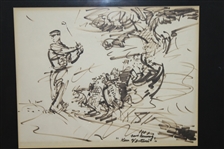 Fred Conway Original Marker Sketch of Ken Venturi - Signed by Conway