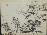 Fred Conway Original Marker Sketch of Ben Hogan - Signed by Conway