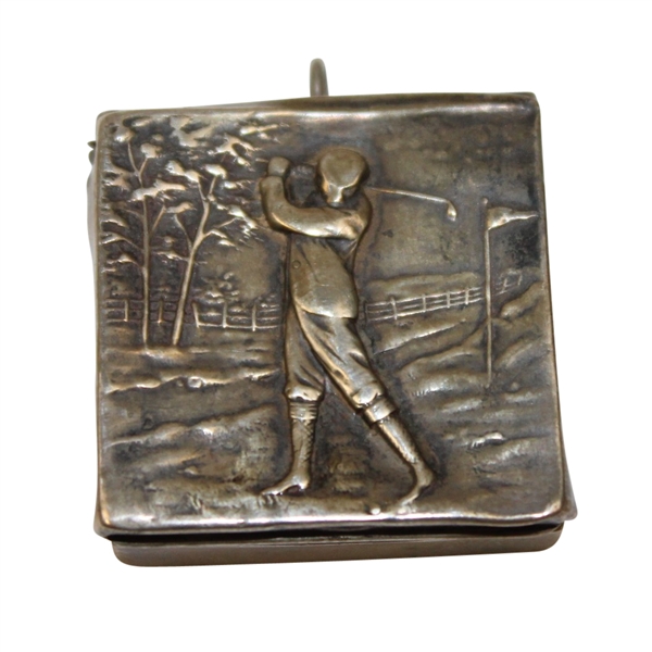 Vintage Sterling Golf Themed Postage Stamp Holder