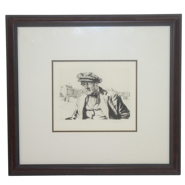 J.J. Cameron Ltd Ed Man with Pipe at St. Andrews Drawing - #2/50