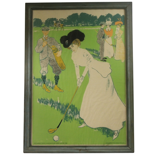 Classic 1968 Denmark Hotel Hesselet & Sct. Knuds Golfklub Screenprint - Large
