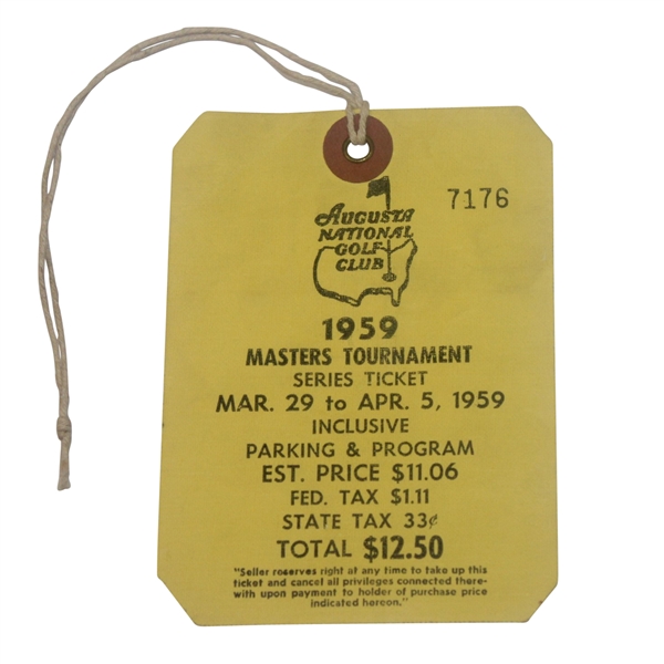 1959 Masters Tournament SERIES BADGE #7176 - Art Wall Winner