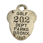 1927 Vintage Dept. Parks Bronx Caddy Badge #202