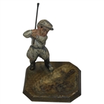 Vintage Unmarked Metal Golfer Ashtray