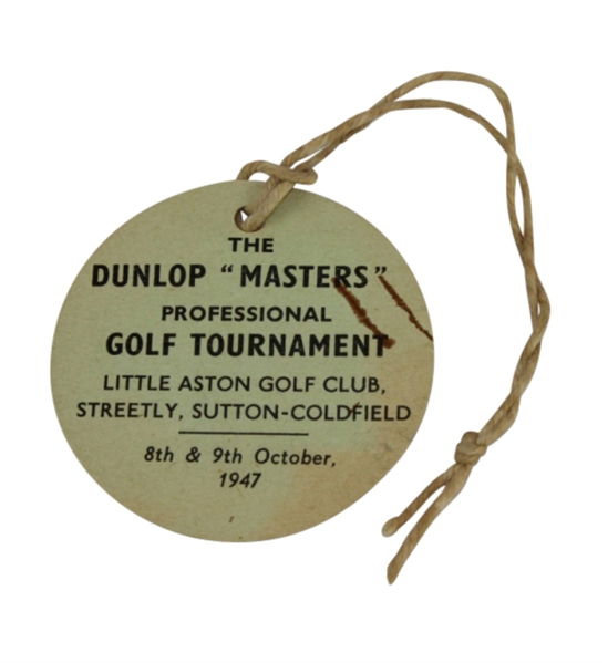 1947 The Dunlop "Masters" Golf Tournament Competitor Badge
