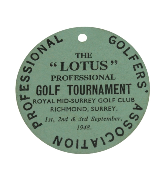 1948 The "Lotus" Professional Golf Tournament Competitor Badge