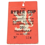 1965 Ryder Cup Thursday Ticket #524 - Royal Birkdale