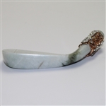 Hand Carved 'Hole-In-One' 4-Iron from Untreated Natural Jadeite Jade Encrusted in Diamonds w/Sterling Silver Box & Gem ID Report