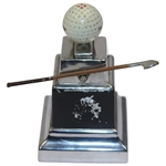 Vintage Golf Ball Lighter on Pedestal with Golf Club Lever