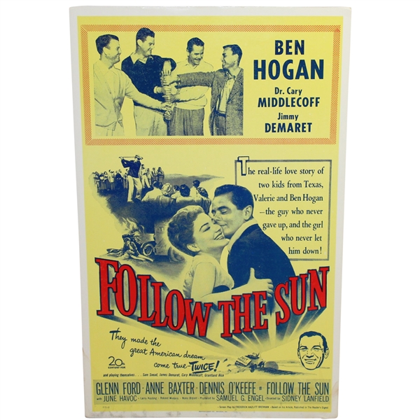 Classic Follow the Sun Movie Broadside - 1951 The Story of Ben & Valerie Hogan