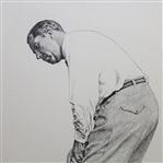 Walter Hagen Framed Pencil Sketch with Vintage Hagen Black Ink Signature JSA ALOA