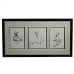 Palmer, Nicklaus, & Player Signed Jim Fitzpatrick Pencil Sketch Prints - Framed JSA ALOA