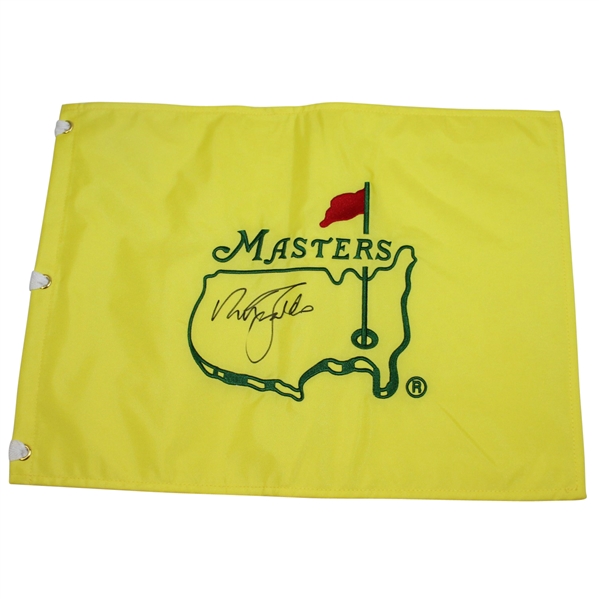 Nick Faldo Signed Undated Masters Embroidered Flag JSA ALOA
