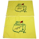 Ben Crenshaw(2003) & Bernhard Langer(2012) Signed Masters Flags with Years Won Inscriptions JSA ALOA