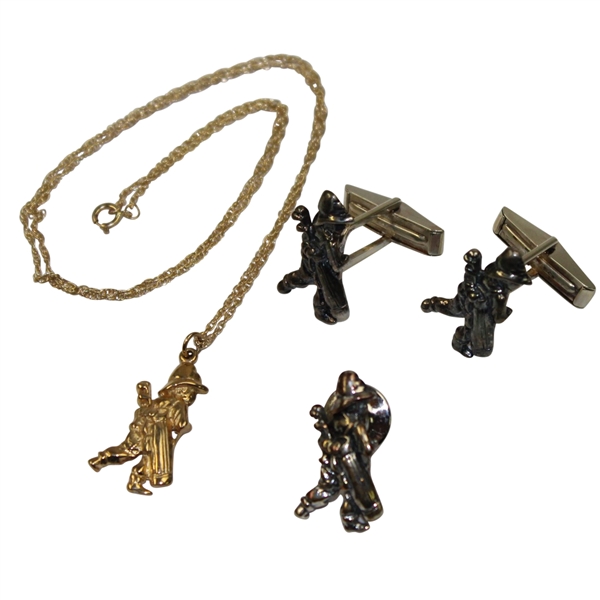 Pinehurst The Golf Lad Putter Boy Cufflinks, Pin, and Necklace - Steve Jones Collection