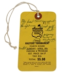 1950 Masters Fourth Round Sunday Ticket # 4130 - Jimmy Demaret Winner