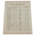 1949 Masters Sunday Pairing Sheet - Sam Snead Winner