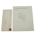Arnold Palmer Signed 1970 Arnold Palmer Enterprises Letter with Envelope JSA ALOA
