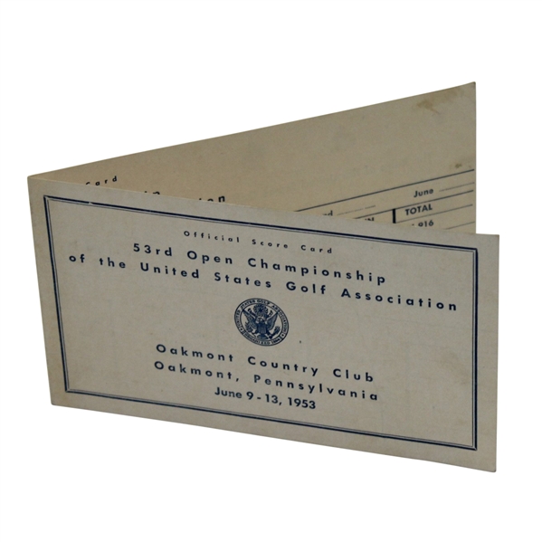 1953 US Open at Oakmont CC Official Score Card - Hogans 2nd Rd Score Filled Out