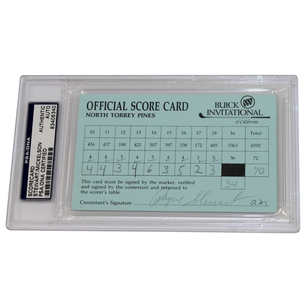 Payne Stewart & Phil Mickelson Signed Buick Inv. Scorecard PSA/DNA Slabbed #83405340