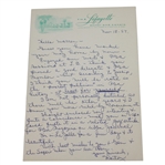 Horton Smith Hand-Written 1957 Letter - Signed Simply "Horton" JSA ALOA
